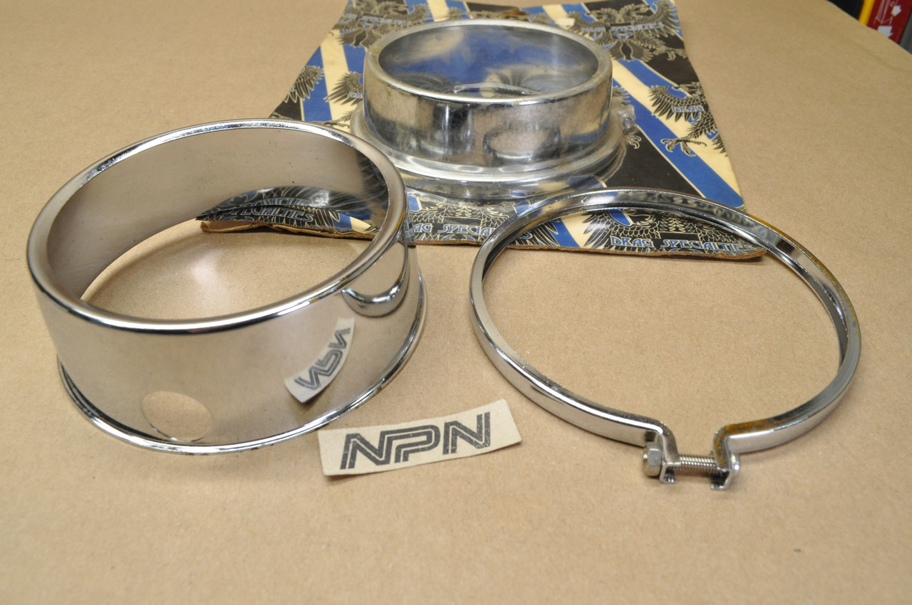 NOS Honda Drag Specialties Speedometer & Tachometer Gauge Cover & Clamp Set