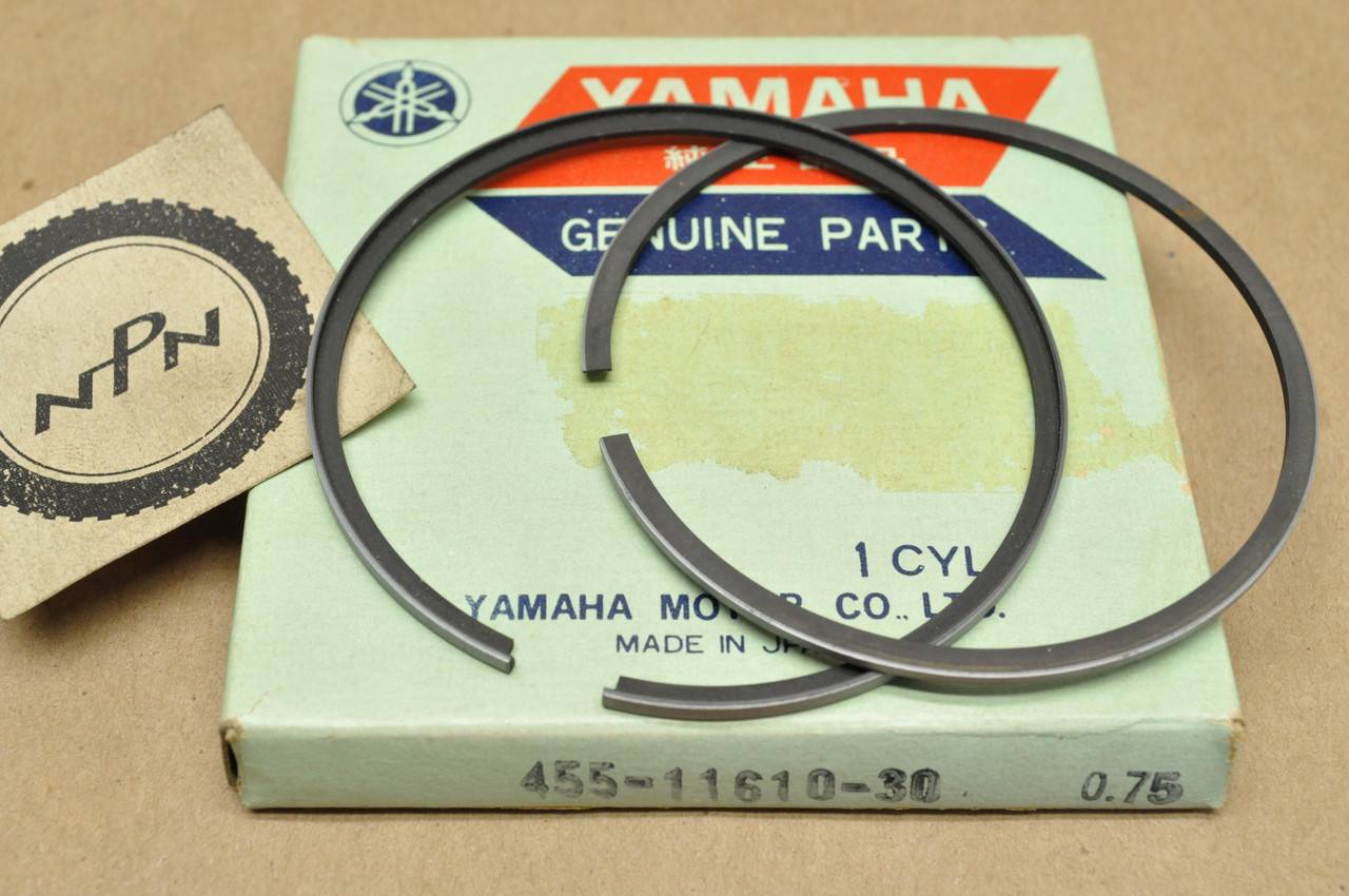 NOS Yamaha 1974-75 MX175 .75 Oversize Piston Rings for 1 Piston = 2 Rings 455-11610-30