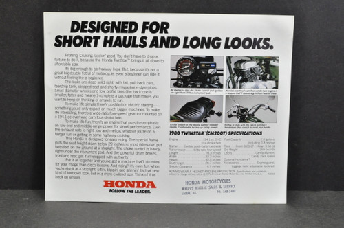 Vintage NOS Honda 1980 CM200 T Twinstar Brochure Specs Sheet
