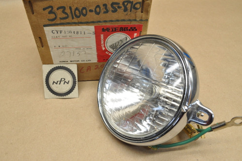 NOS Honda Early S65 Head Light Sealed Beam Unit 6V 15/15W w/ Bezel 33100-035-810