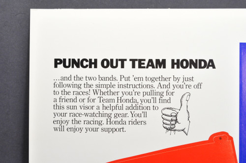 Vintage NOS 1976 Punch Out Team Honda Motorcycle Sun Visor Hat