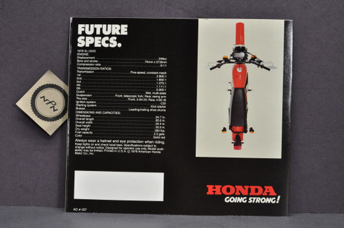 Vintage NOS 1978 Honda XL250 S Motorcycle Brochure