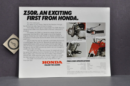 Vintage NOS 1980 Honda Z50 R Motorcycle Brochure Spec Sheet Flyer