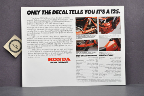 Vintage NOS 1980 Honda CR125 R Elsinore Brochure Spec Sheet Flyer
