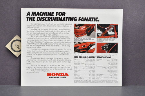 Vintage NOS 1980 Honda CR250 R Elsinore Brochure Spec Sheet Flyer
