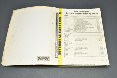Vintage 1974 Yamaha Motorcycle Technical Bulletin Sheets Manual Moto-Bike