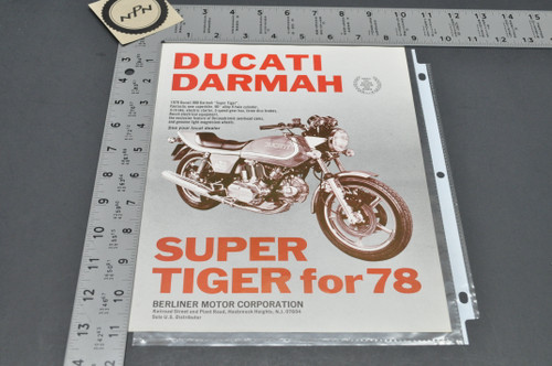 Vintage NOS 1978 Ducati 900 Darmah Super Tiger Motorcycle Sales Brochure