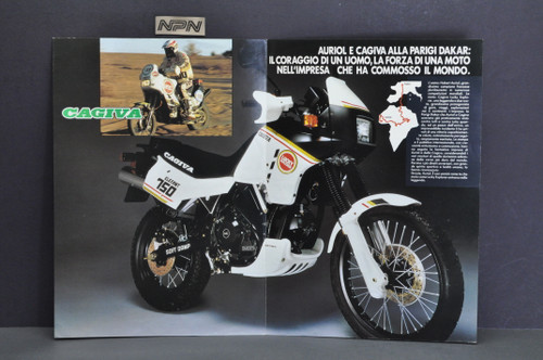 Vintage NOS 1987 Cagiva 750 Lucky Explorer Motorcycle Sales Brochure 