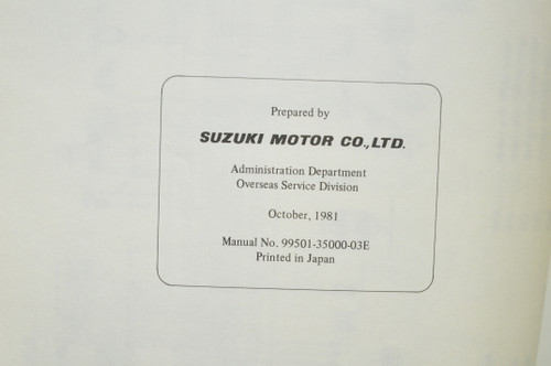 Vintage 1981 Suzuki GS550 TX GS550 LX GS550 LZ SUPPLEMENT Service Manual