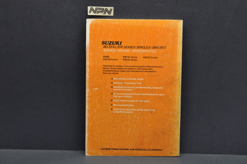 Vintage 1975-77 Suzuki RM80 RM100 RM125 RM250 RM370 Clymer Service Manual 