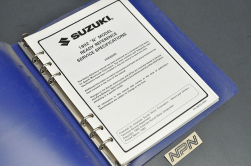 Vintage OEM 1992 Suzuki N Model Motorcycle ATV Service Spec Manual 99923-03921