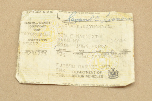 Vintage Used OEM Honda CB77 Frame , Crank Case w/ Legal Document 50100-268-050 Z