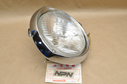 NOS Honda CA175 K3 Sealed Head Light & Bezel Ring Rim 6V 35/25W 33100-302-673