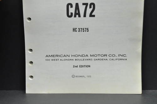 Vintage 1973 Honda CA72 Parts Catalog Book Diagram Manual