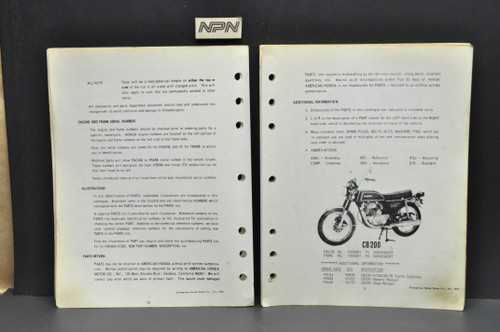 Vtg 1975 Honda CB200 T 1976 CB200 T Parts Catalog Book Diagram Manual