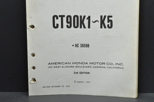 Vtg 1969-74 Honda CT90 K1-K5 Trail 90 Parts Catalog Book Diagram Manual