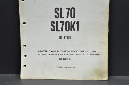 Vtg 1973 Honda SL70 K1 Motosport 70 Parts Catalog Book Diagram Manual