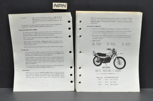 Vtg 1974 Honda MT250 Elsinore Motorcycle Parts Catalog Book Diagram Manual