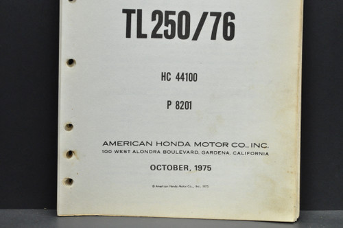 Vtg 1976 Honda TL250 76 Trials 250 Parts Catalog Book Diagram Manual