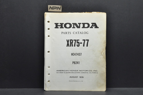 Vintage 1977 Honda XR75 77 Motorcycle Parts Catalog Book Diagram Manual