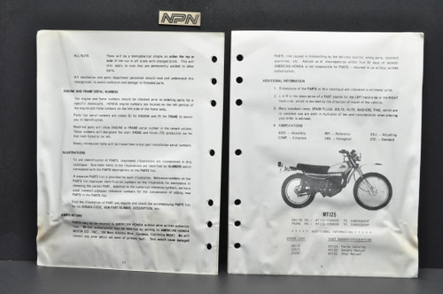 Vintage 1975 Honda MT125 K1 Elsinore Parts Catalog Book Diagram Manual