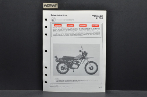 Vintage NOS 1981 Honda XL80 S Motorcycle Dealer Set Up Instruction Manual