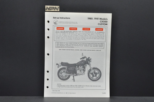 Vtg NOS 1980-81 Honda CX500 Custom Motorcycle Dealer Set Up Instruction Manual