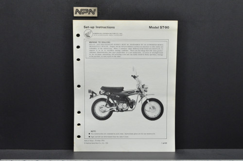 Vintage NOS 1974 Honda ST90 K1 Trail Sport 90 Dealer Set Up Instruction Manual