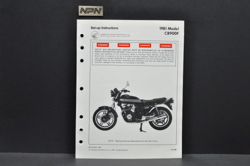 Vtg NOS 1981 Honda CB900 F 900 Super Sport Dealer Set Up Instruction Manual