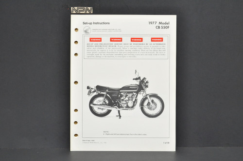 Vintage NOS 1977 Honda CB550 Super Sport Four Dealer Set Up Instruction Manual