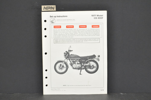 VTG NOS 1977 Honda CB400 F Super Sport 400 Four Dealer Set Up Instruction Manual