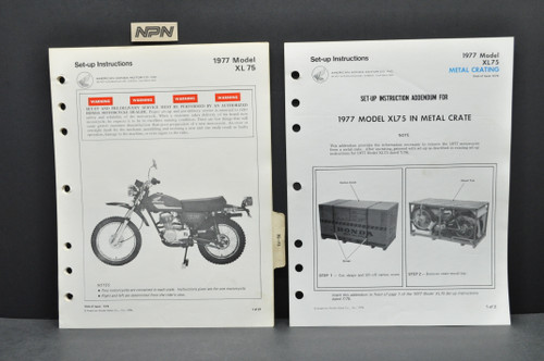 VTG 1977 Honda XL75 Motorcycle Dealer Set Up Instruction Manual + Addendum