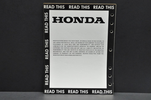Vintage 1977-78 Honda XR75 Motorcycle Dealer Set Up Instruction Manual