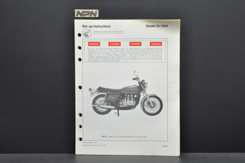 Vtg 1976 Honda GL1000 K0 Gold Wing Motorcycle Dealer Set Up Instruction Manual