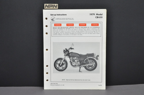 Vintage NOS 1979 Honda CB650 Motorcycle Dealer Set Up Instruction Manual