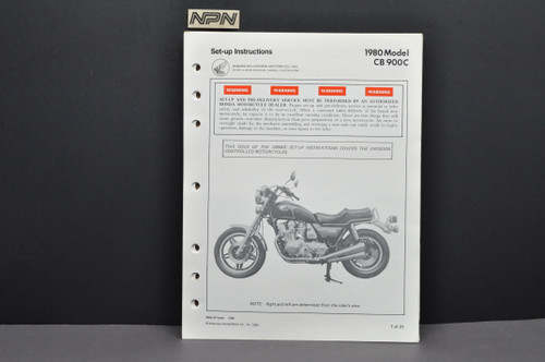 Vtg NOS 1980 Honda CB900 C Custom Dealer Set Up Instruction Manual