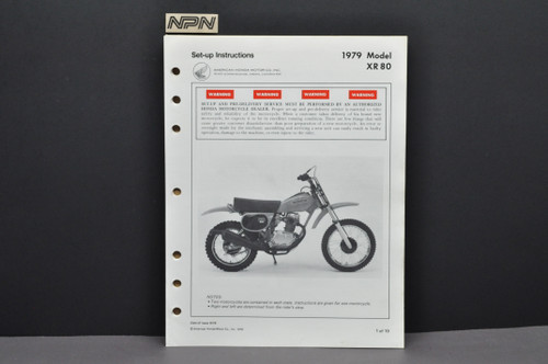 Vintage NOS 1979 Honda XR80 Motorcycle Dealer Set Up Instruction Manual