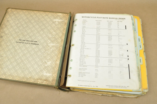 Vtg 1960s 70s Honda Motorcycle Dealer Flat Rate Manual CB77 CT70 CB750 MORE