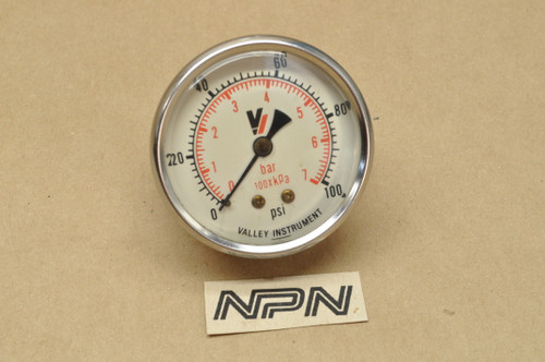 Vtg Valley Instrument PSI Pressure Gauge 0-100 Motorcycle Chopper Honda Harley