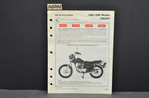 Vintage 1980-82 Honda CM200 T Motorcycle Dealer Set Up Instruction Manual
