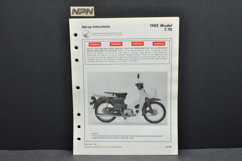 Vintage Honda 1982 C70 Motorcycle Set Up Assembly Pre Delivery Instruction Manual