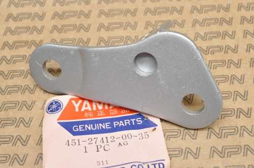 NOS Yamaha 1974-75 TY80 Silver Left Foot Rest Step Mount Bracket 451-27412-00-35