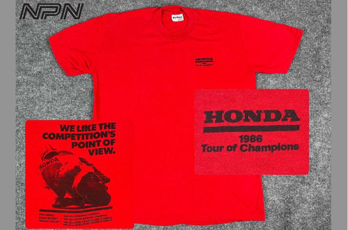 VTG 80s Honda Tour of Champions Shirt Mens L Red Spencer Merkel Shobert '86 AMA