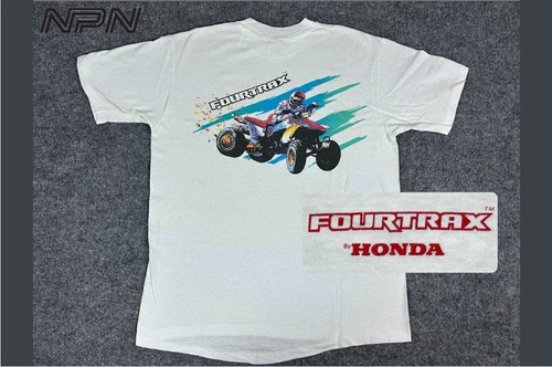 VTG Hondaline Honda TRX250 R FourTrax Shirt Mens L White 80s USA ATV 4 Wheeler