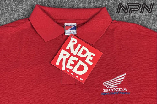 VTG NOS 90s Honda Riders Club America Polo Shirt Mens L Ride Red Swingster NWT