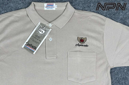 VTG NOS 80s Honda Aspencade Goldwing Polo Shirt Mens M Beige USA NWT Hondaline