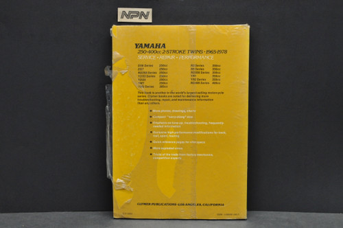 Vtg 1965-1978 Yamaha RD250 RD350 RD400 DS6 DS7 Clymer Motorcycle Service Manual