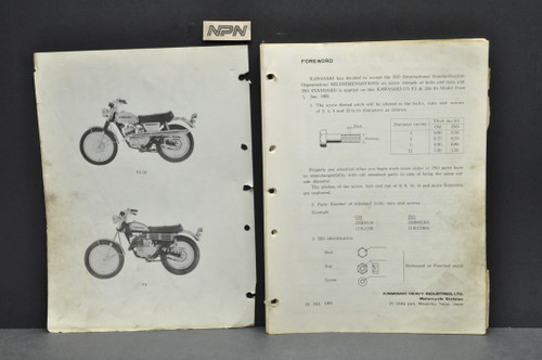VTG 1969 Kawasaki F3 Bushmaker 175 F4 Sidewinder 250 Parts Manual Catalog Book