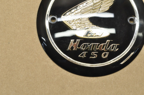 Vtg Honda CB450 K0 Black Bomber Fuel Gas Tank Left Emblem Badge 87122-292-010