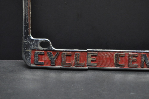 Vintage San Leandro Cycle Center License Plate Frame Diecast CA Motorcycle Dealer